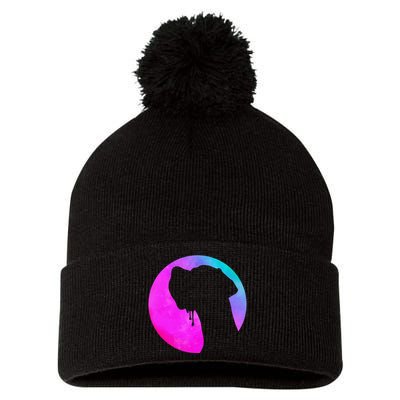 German Great Dane Profile Starry Sky MultiColoured Pom Pom 12in Knit Beanie