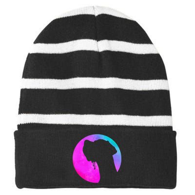 German Great Dane Profile Starry Sky MultiColoured Striped Beanie with Solid Band