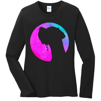 German Great Dane Profile Starry Sky MultiColoured Ladies Long Sleeve Shirt