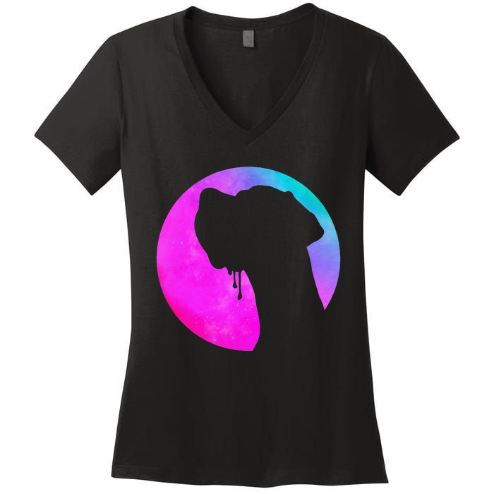 German Great Dane Profile Starry Sky MultiColoured Women's V-Neck T-Shirt