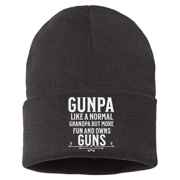 Gunpa Grandpa Design For Who Own Guns Sustainable Knit Beanie