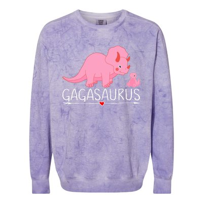 Gagasaurus Grandma Dinosaur Baby Trex Funny Gaga Dino Gift Colorblast Crewneck Sweatshirt