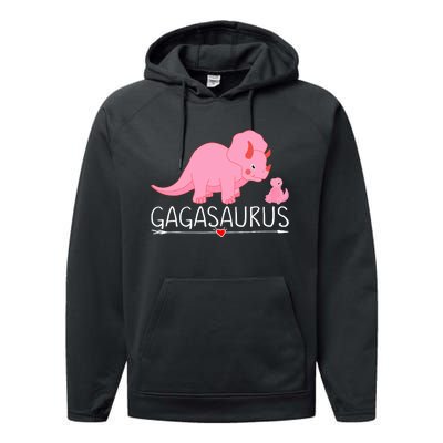 Gagasaurus Grandma Dinosaur Baby Trex Funny Gaga Dino Gift Performance Fleece Hoodie