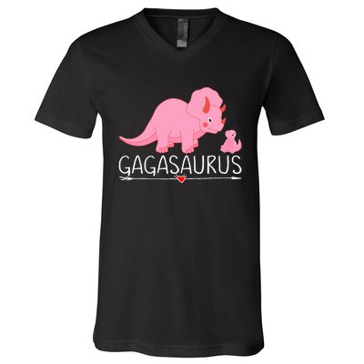 Gagasaurus Grandma Dinosaur Baby Trex Funny Gaga Dino Gift V-Neck T-Shirt