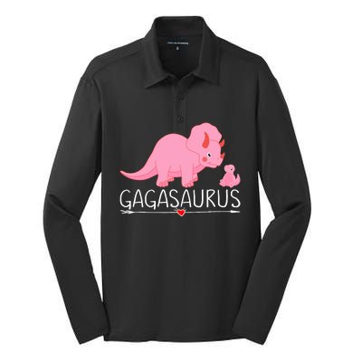 Gagasaurus Grandma Dinosaur Baby Trex Funny Gaga Dino Gift Silk Touch Performance Long Sleeve Polo