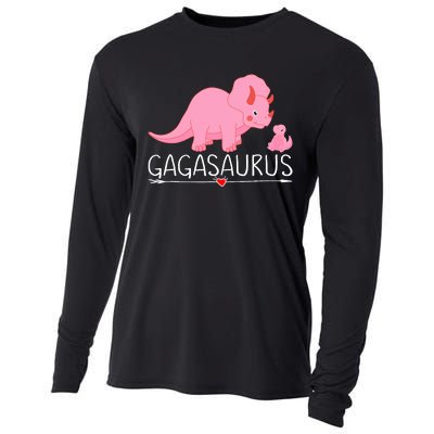 Gagasaurus Grandma Dinosaur Baby Trex Funny Gaga Dino Gift Cooling Performance Long Sleeve Crew