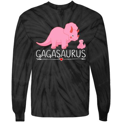 Gagasaurus Grandma Dinosaur Baby Trex Funny Gaga Dino Gift Tie-Dye Long Sleeve Shirt