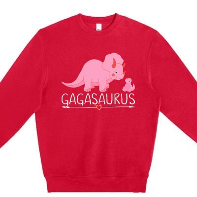 Gagasaurus Grandma Dinosaur Baby Trex Funny Gaga Dino Gift Premium Crewneck Sweatshirt