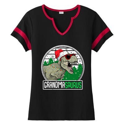 Grandmasaurus Grandma Dinosaur Trex Family Christmas Cool Gift Ladies Halftime Notch Neck Tee