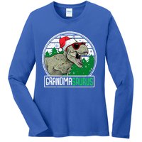 Grandmasaurus Grandma Dinosaur Trex Family Christmas Cool Gift Ladies Long Sleeve Shirt