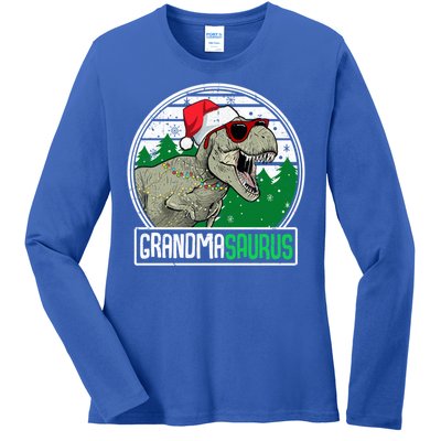 Grandmasaurus Grandma Dinosaur Trex Family Christmas Cool Gift Ladies Long Sleeve Shirt