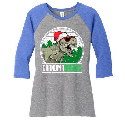 Grandmasaurus Grandma Dinosaur Trex Family Christmas Cool Gift Women's Tri-Blend 3/4-Sleeve Raglan Shirt