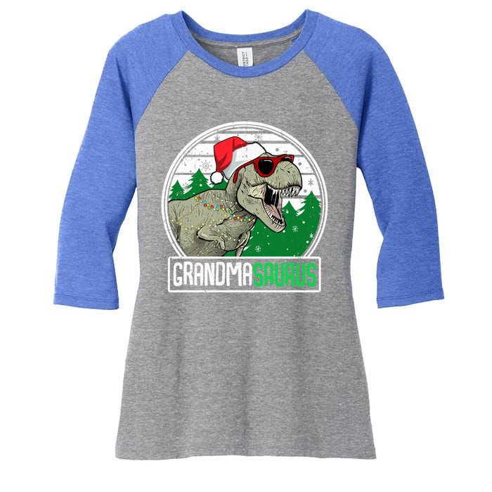 Grandmasaurus Grandma Dinosaur Trex Family Christmas Cool Gift Women's Tri-Blend 3/4-Sleeve Raglan Shirt