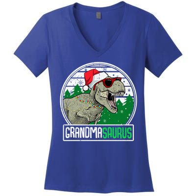 Grandmasaurus Grandma Dinosaur Trex Family Christmas Cool Gift Women's V-Neck T-Shirt