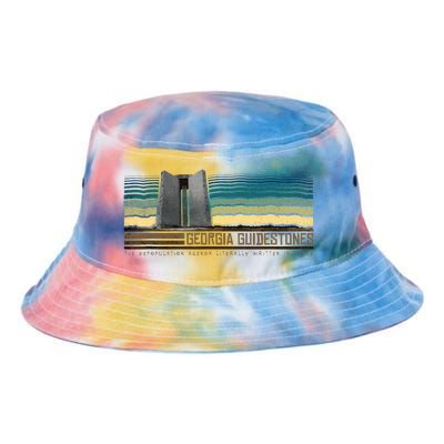 Georgia Guidestones  Depopulation Written In Stone Retro Tie Dye Newport Bucket Hat