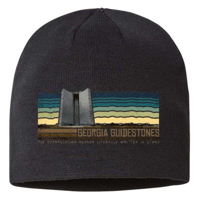 Georgia Guidestones  Depopulation Written In Stone Retro Sustainable Beanie