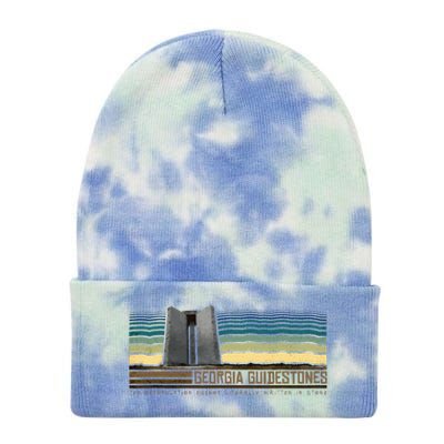 Georgia Guidestones  Depopulation Written In Stone Retro Tie Dye 12in Knit Beanie