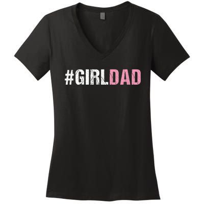 #Girldad Girl Dad Women's V-Neck T-Shirt