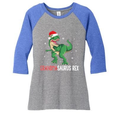 Grandmasaurus Grandma Dinosaur Christmas Funny Xmas Gift Women's Tri-Blend 3/4-Sleeve Raglan Shirt