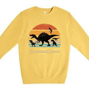 Grandmasaurus Grandma Dinosaur Saurus Christmas Halloween Gift Premium Crewneck Sweatshirt