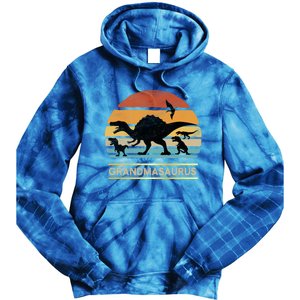 Grandmasaurus Grandma Dinosaur Saurus Christmas Halloween Gift Tie Dye Hoodie