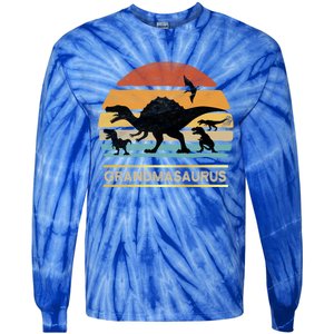 Grandmasaurus Grandma Dinosaur Saurus Christmas Halloween Gift Tie-Dye Long Sleeve Shirt