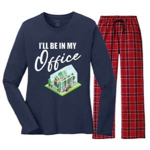 Greenhouse Gardening Design With Humorous Message Women's Long Sleeve Flannel Pajama Set 