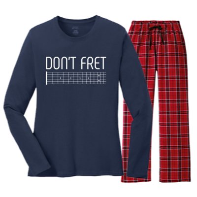 Guitar Gift Don't Fret Women's Long Sleeve Flannel Pajama Set 