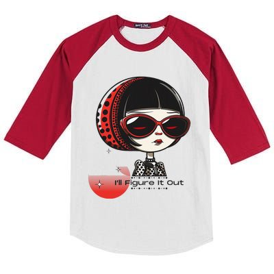 Goth Girl Edgy Muse ILl Figure It Out Kids Colorblock Raglan Jersey