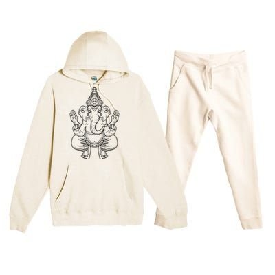 Ganesh God Elephant Indian Animal Yoga Hindu Premium Hooded Sweatsuit Set