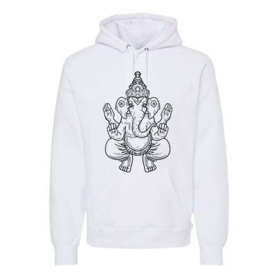 Ganesh God Elephant Indian Animal Yoga Hindu Premium Hoodie