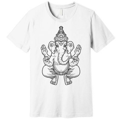 Ganesh God Elephant Indian Animal Yoga Hindu Premium T-Shirt