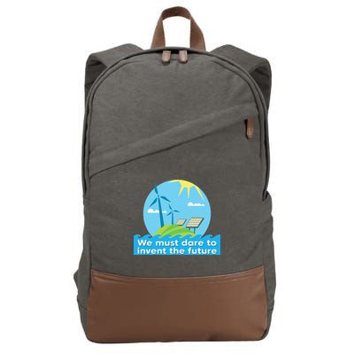 Go Green Earth Day Renewable Energy Sun Solar Wind Power Cotton Canvas Backpack