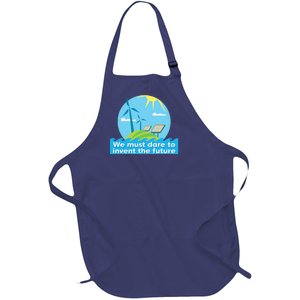 Go Green Earth Day Renewable Energy Sun Solar Wind Power Full-Length Apron With Pockets