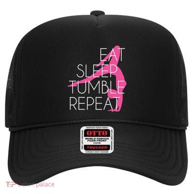 Gymnastics Gift Eat Sleep Tumble Repeat Gift For Gymnast High Crown Mesh Back Trucker Hat