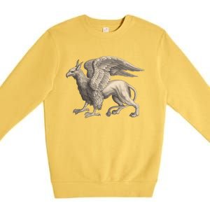 Griffin Gift Eagle Lion Medieval Bird Mythical Creature Gift Premium Crewneck Sweatshirt