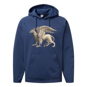 Griffin Gift Eagle Lion Medieval Bird Mythical Creature Gift Performance Fleece Hoodie