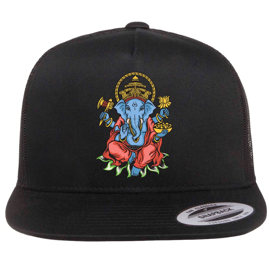 Ganesha God Elephant Gift Spiritual Hindu Yoga Meditation Great Gift Flat Bill Trucker Hat