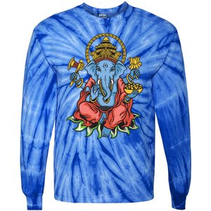 Ganesha God Elephant Gift Spiritual Hindu Yoga Meditation Great Gift Tie-Dye Long Sleeve Shirt