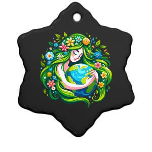 Green Goddess Earth Day Save Our Planet Ceramic Star Ornament