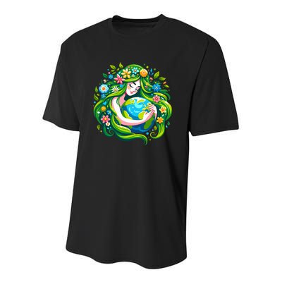 Green Goddess Earth Day Save Our Planet Youth Performance Sprint T-Shirt