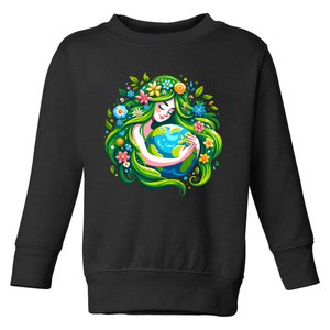 Green Goddess Earth Day Save Our Planet Toddler Sweatshirt