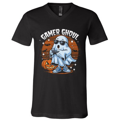 Gamer Ghoul For The Ultimate Gamer With Haunted Factor V-Neck T-Shirt