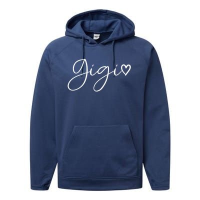 Gigi Gifts For Women Grandma Heart MotherS Day Gigi Performance Fleece Hoodie