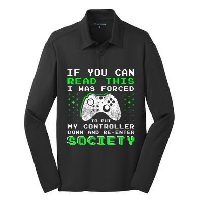 Gamer Gifts For Teen Boy If You Can Read This Video Game Silk Touch Performance Long Sleeve Polo