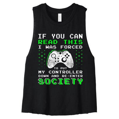 Gamer Gifts For Teen Boy If You Can Read This Video Game Women's Racerback Cropped Tank