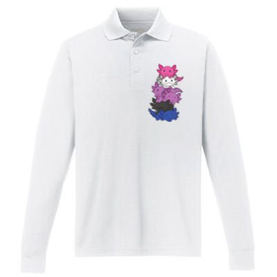 Genderfluid Gender fluid Pride LGBTQ Axolotl Animal Performance Long Sleeve Polo