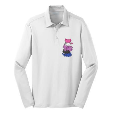 Genderfluid Gender fluid Pride LGBTQ Axolotl Animal Silk Touch Performance Long Sleeve Polo