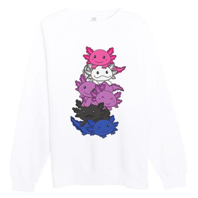 Genderfluid Gender fluid Pride LGBTQ Axolotl Animal Premium Crewneck Sweatshirt