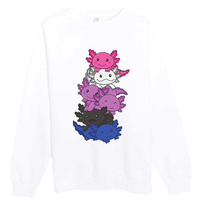 Genderfluid Gender fluid Pride LGBTQ Axolotl Animal Premium Crewneck Sweatshirt